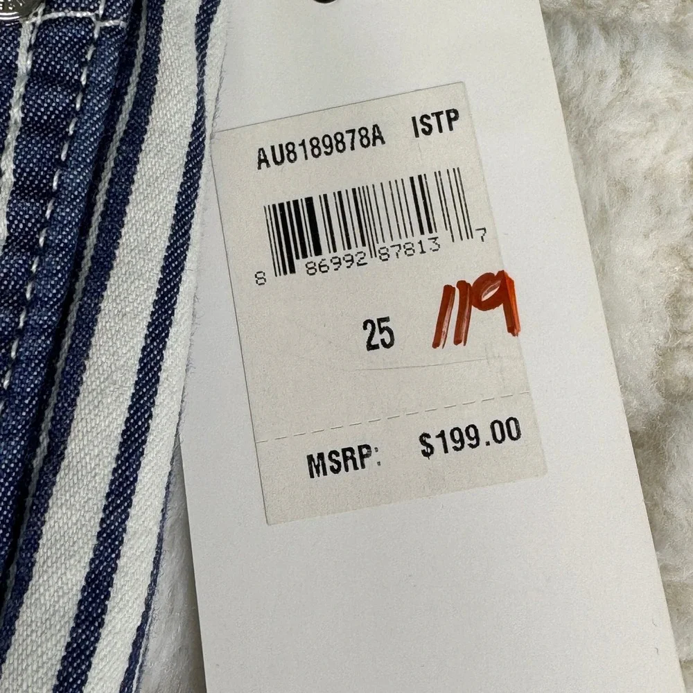For All Mankind Striped Jeans Women's Size 25 Blue White Wide Leg Pants NWT - Picture 7 of 15